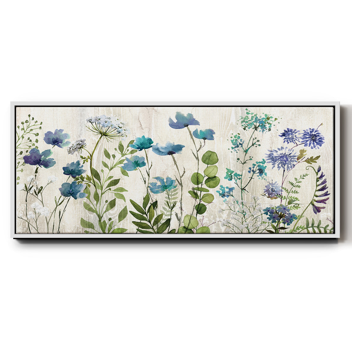 Blue Meadow - Floater Framed Canvas Print
