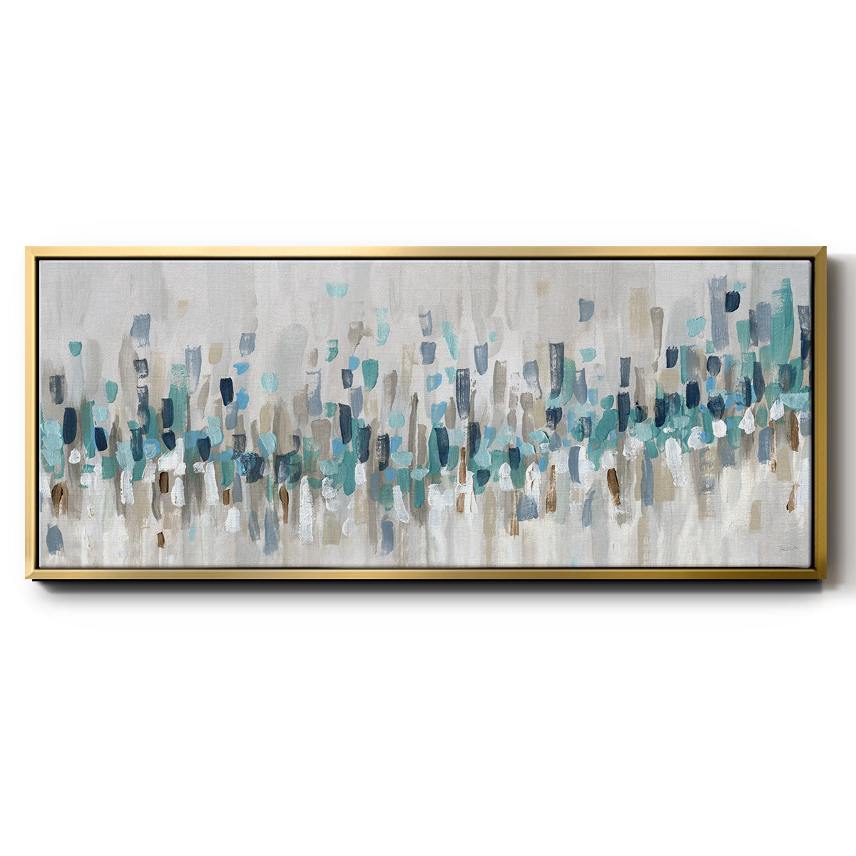 Blue Staccato - Floater Framed Canvas Print