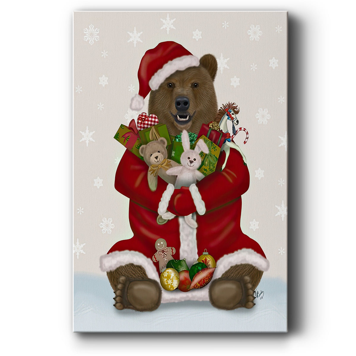 Christmas Christmas Present Bear Hug - Gallery Wrapped Canvas