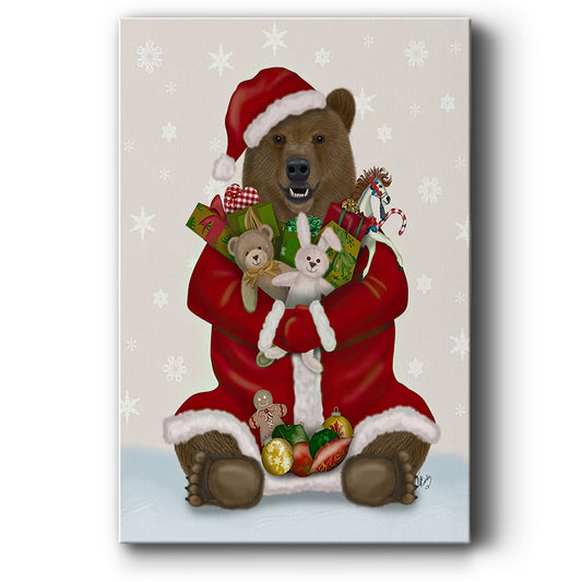 Christmas Christmas Present Bear Hug - Canvas Art Print