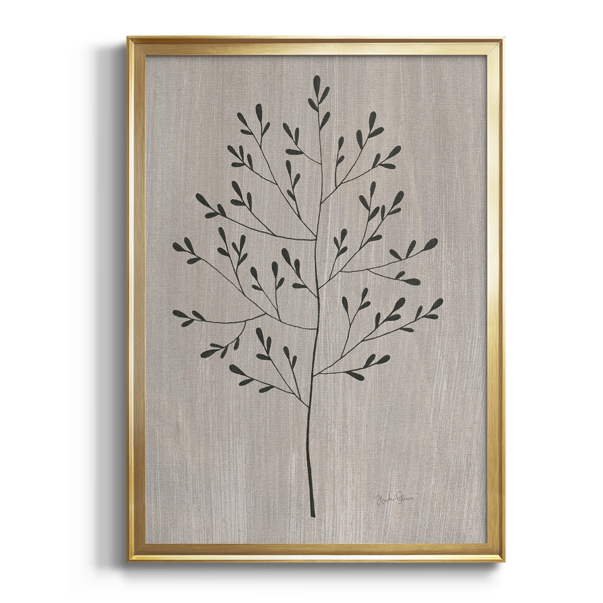 Leaves and Wood II - Modern Framed Canvas Print