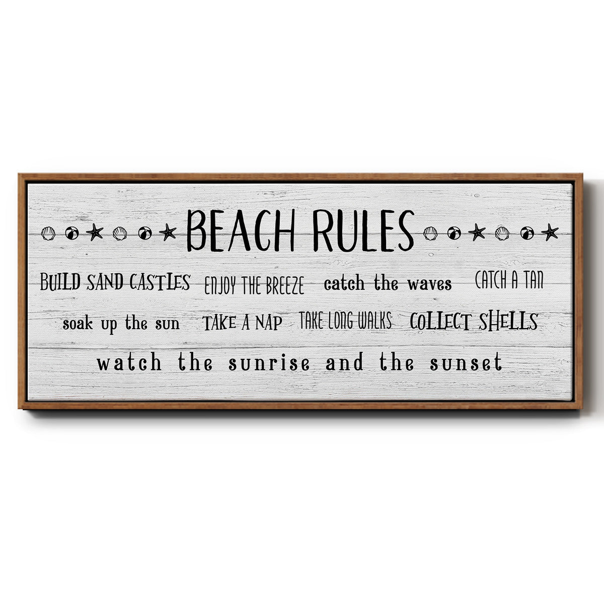 Rules of the Beach - Floater Framed Canvas Print