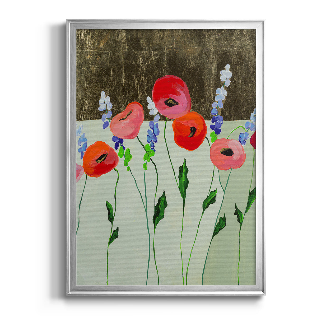 Poppy Party - Modern Framed Canvas Print