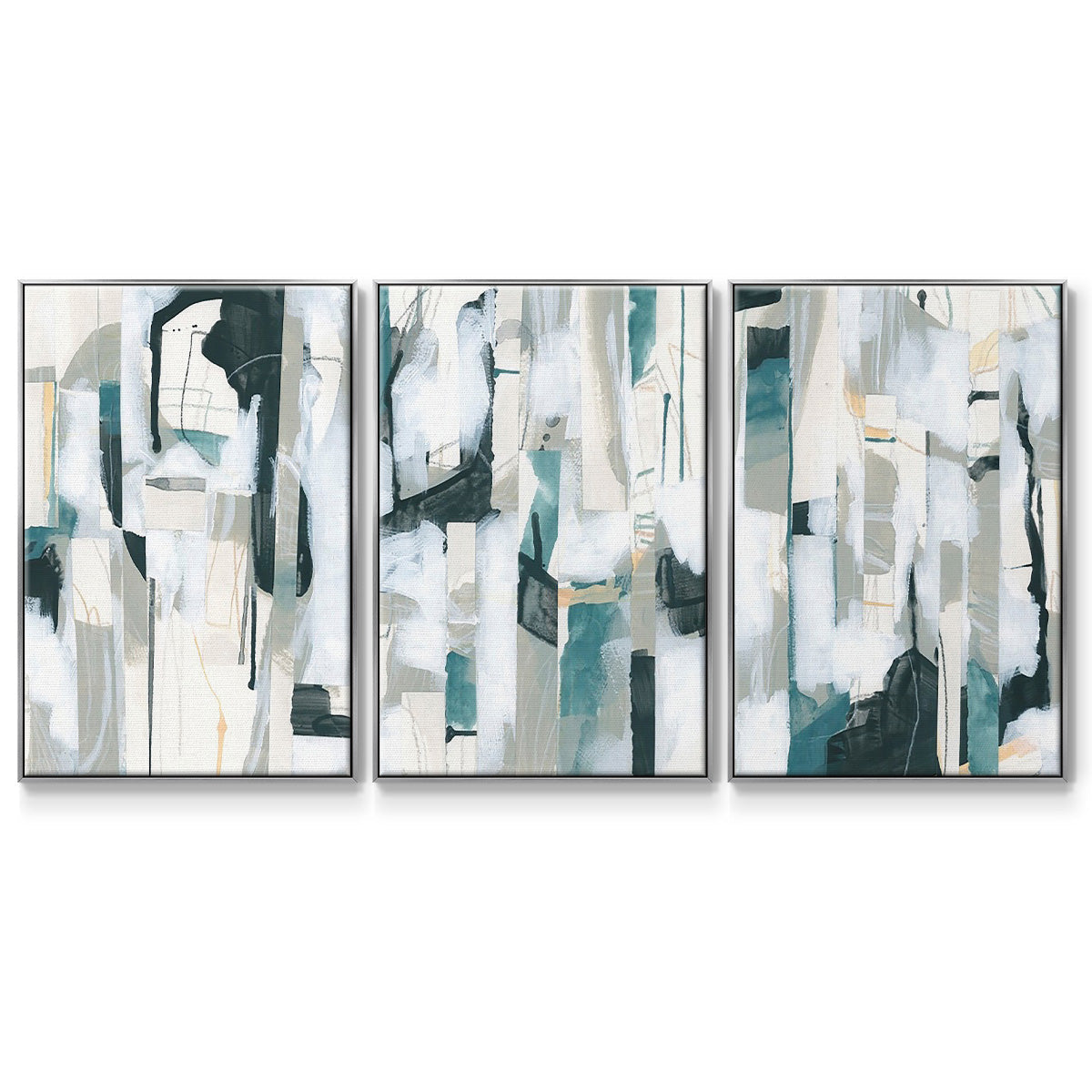 Sea Cavern Strata I - Framed Premium Gallery Wrapped Canvas L Frame 3 Piece Set - Ready to Hang