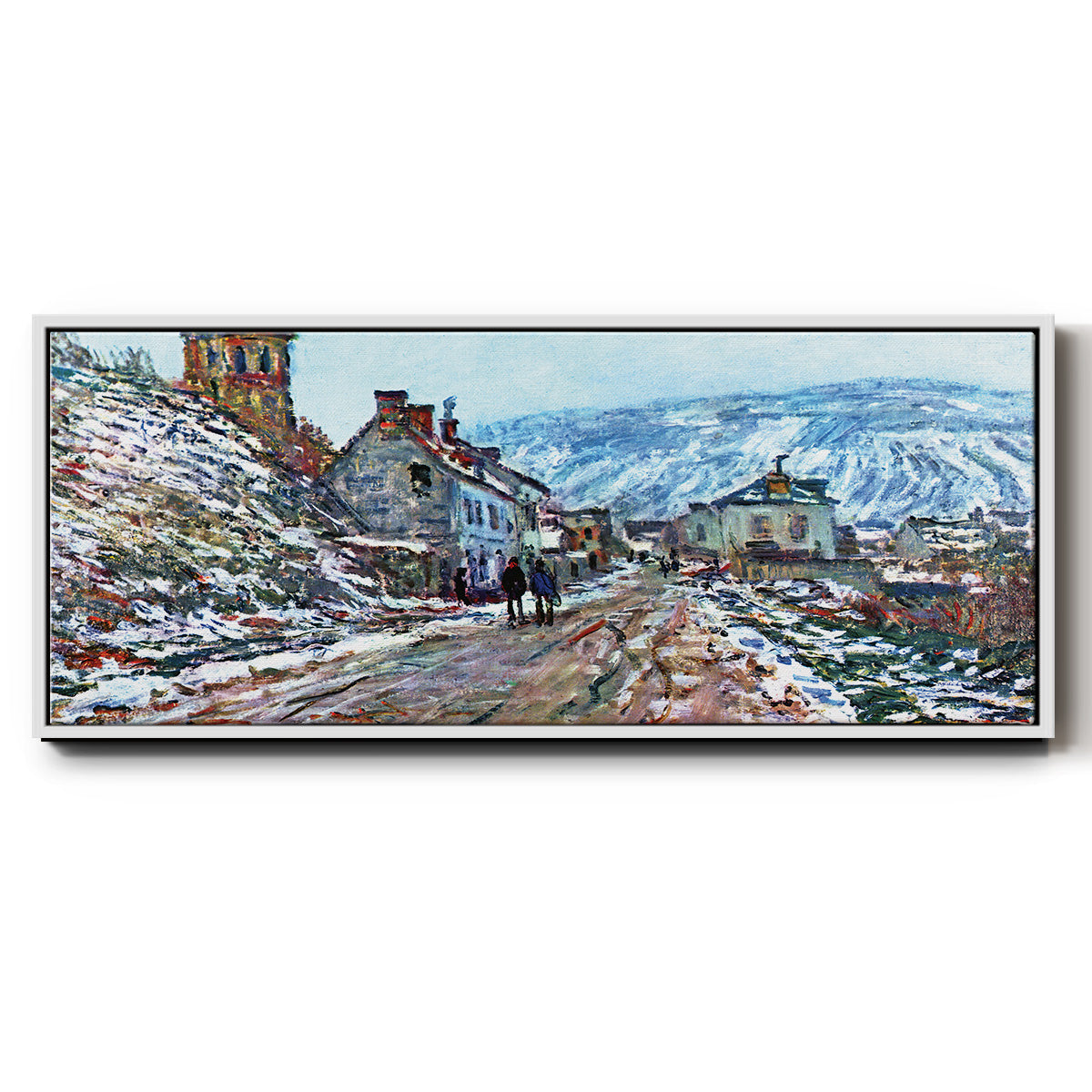 Road to Vétheuil in Winter - Floater Framed Canvas Print