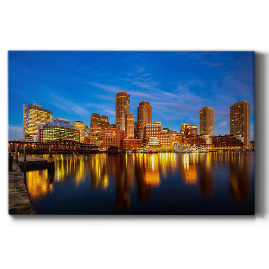 Boston Harbour Cityscape Premium Gallery Wrapped Canvas - Ready to Hang