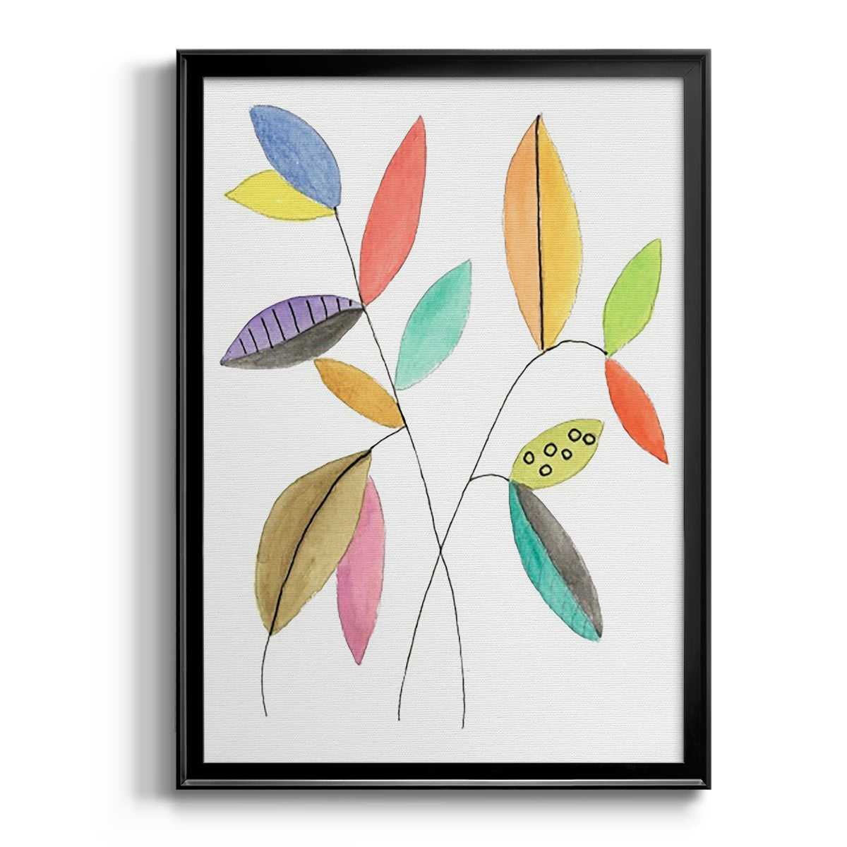 Color Pop Leaves IV - Modern Framed Canvas Print