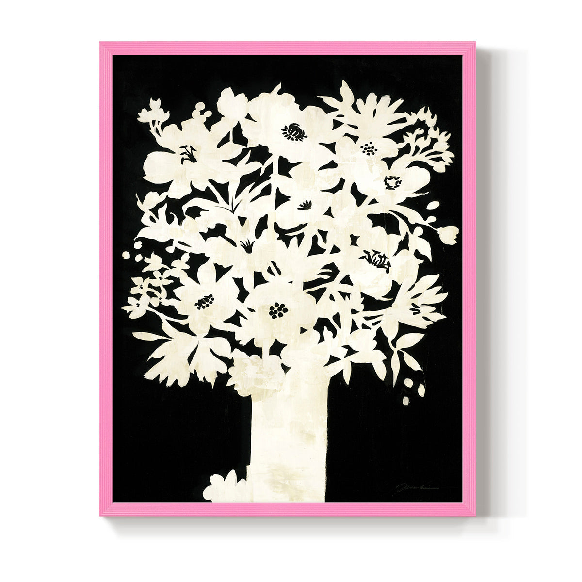 Floral Silhouette - Restickable Framed Art Print