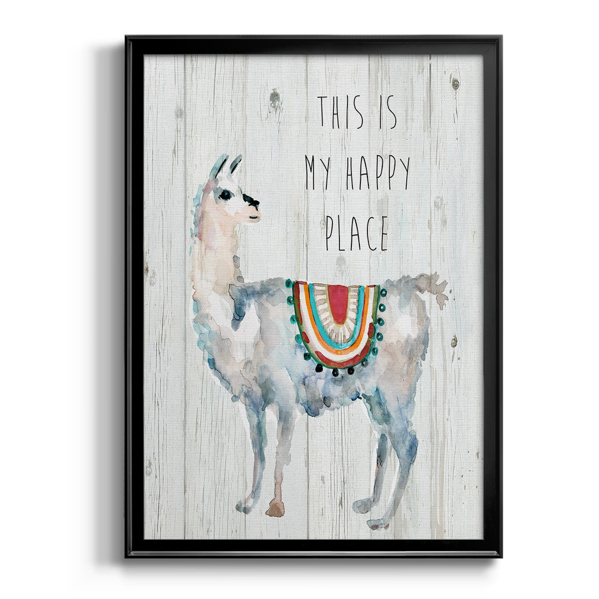 Llama Happy Place - Modern Framed Canvas Print