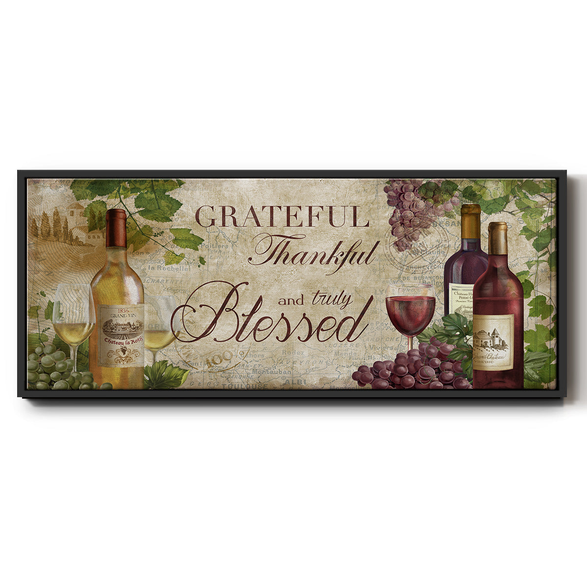 Grateful Wine - Floater Framed Canvas Print