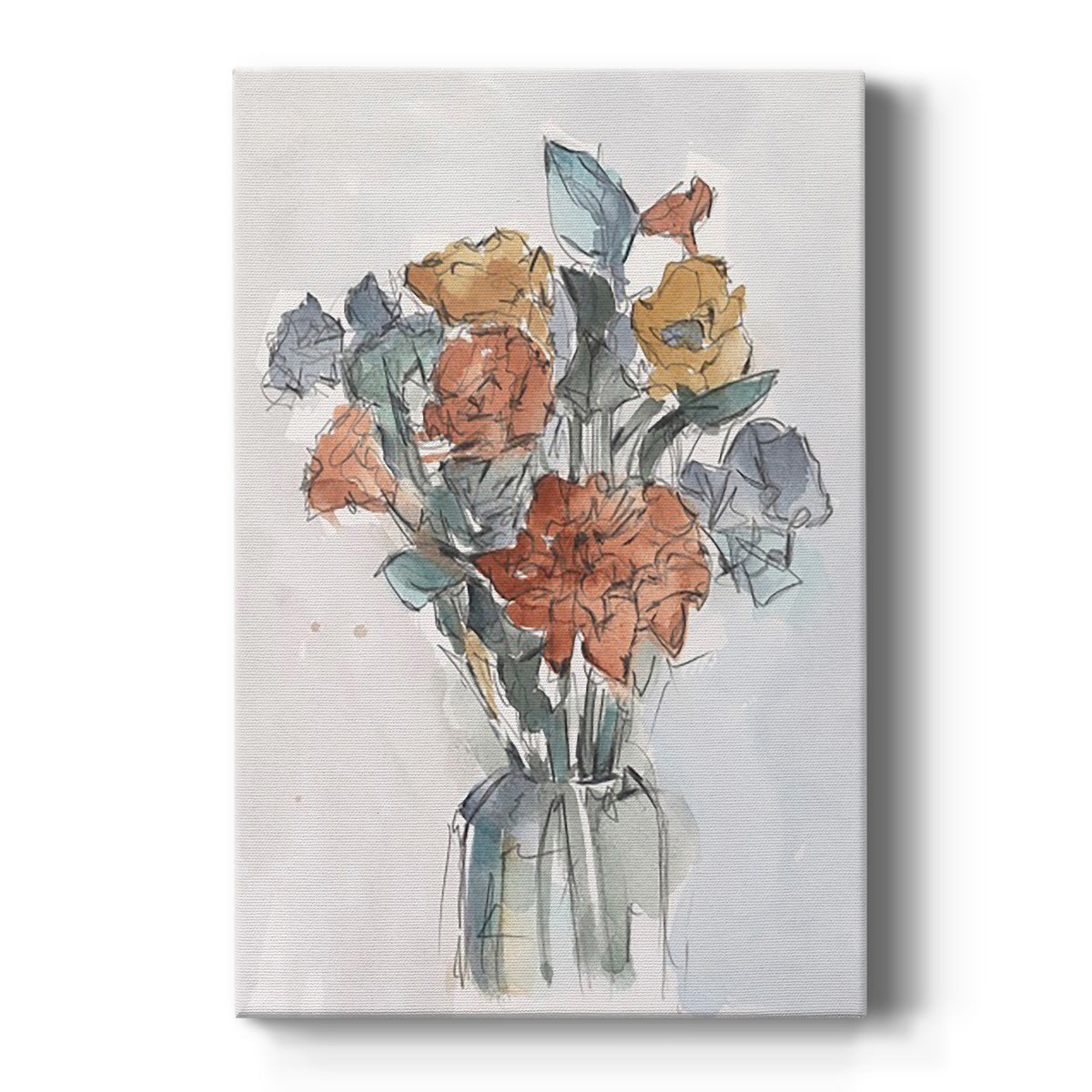 Watercolor Floral Arrangement I Premium Gallery Wrapped Canvas - Ready to Hang