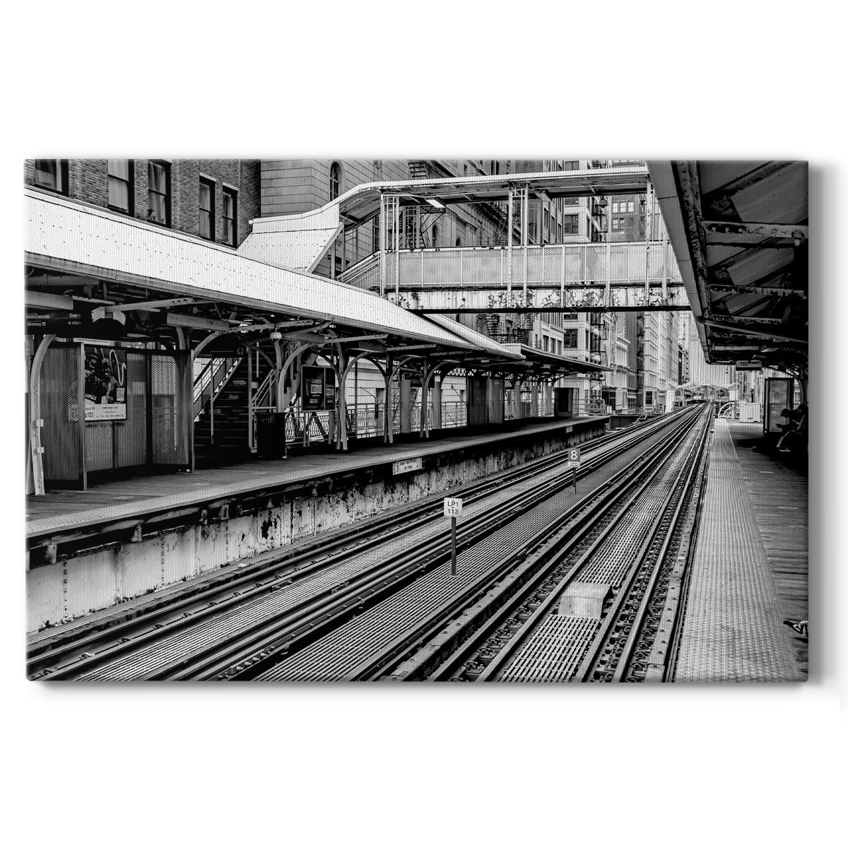 Vintage Chicago L  - Gallery Wrapped Canvas