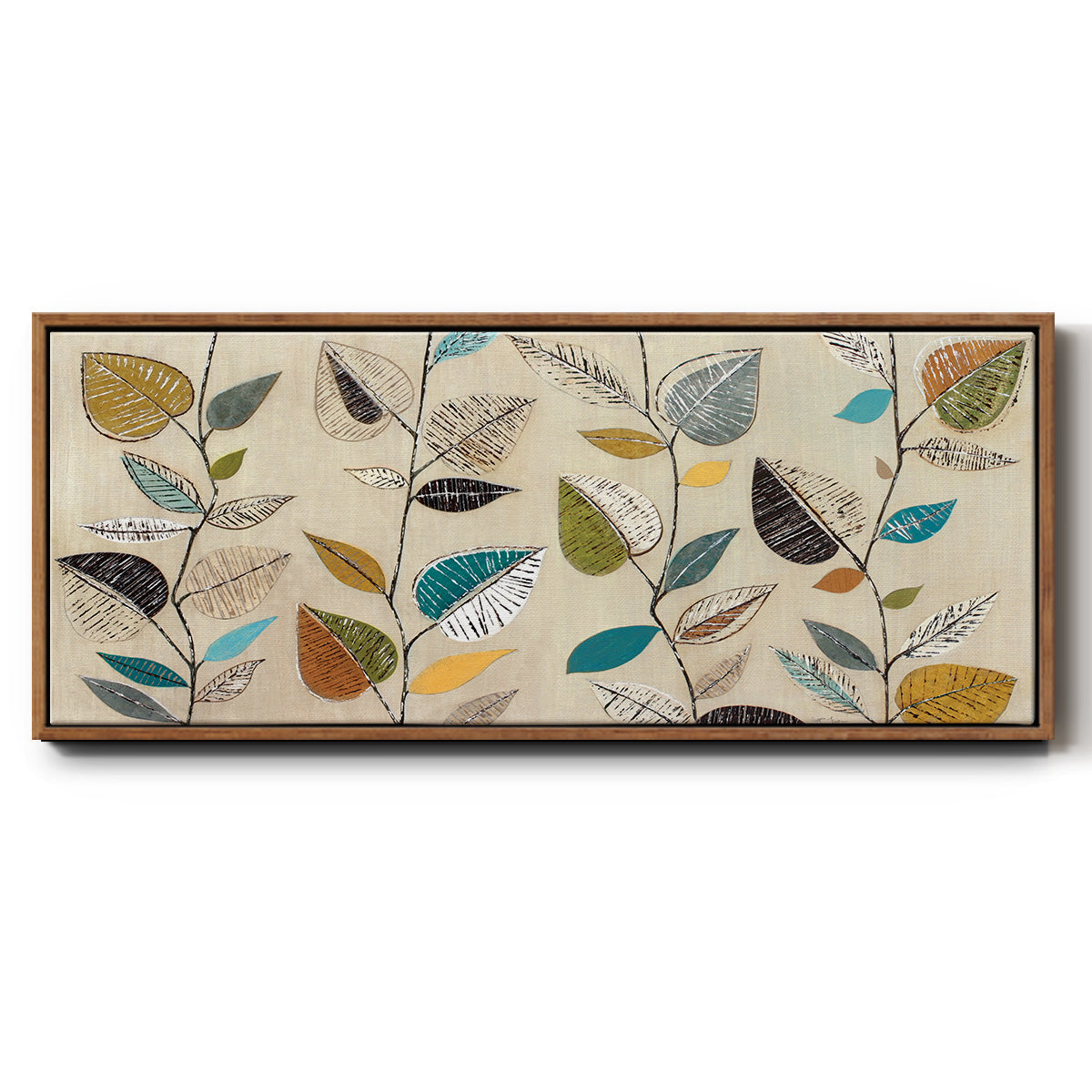 Dancing Leaves III - Floater Framed Canvas Print