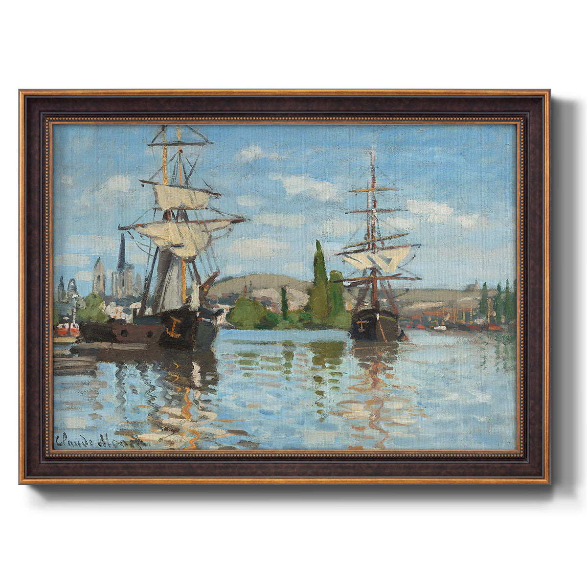 Ships Riding on the Seine - Ornate Framed Canvas Print
