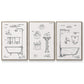 Vintage Bath I - Framed Premium Gallery Wrapped Canvas L Frame 3 Piece Set - Ready to Hang