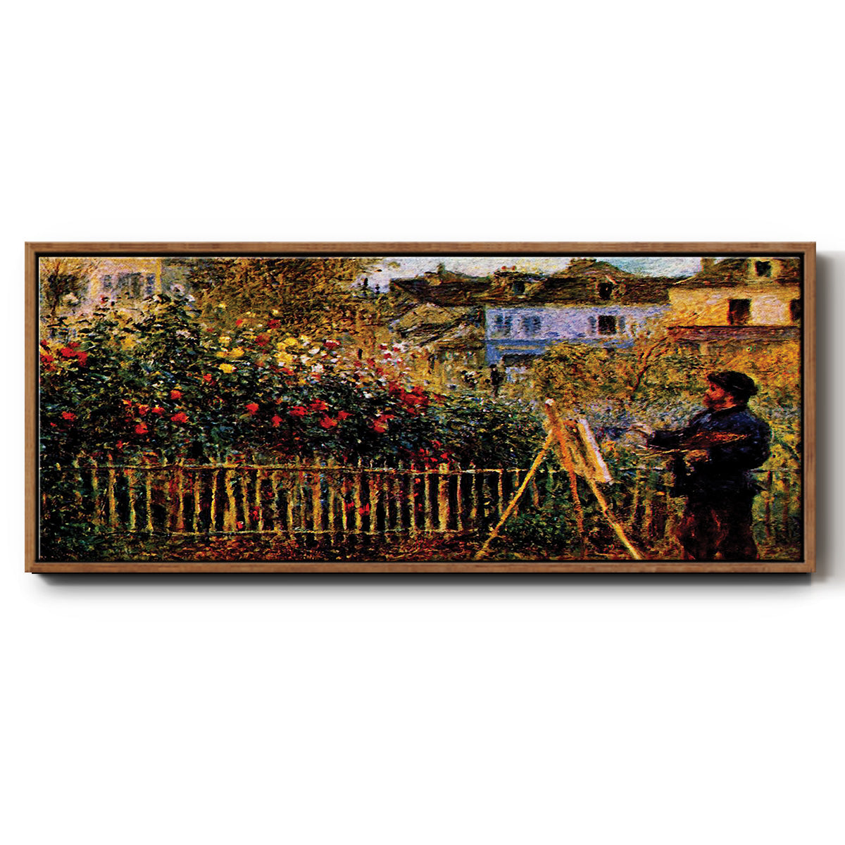 Monet Painting in His Garden in Argenteuil - Floater Framed Canvas Print