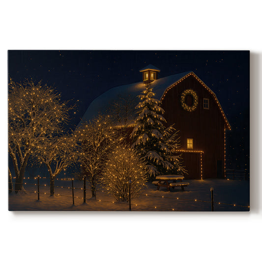 Warm Lantern Snow Blessing - Canvas Art Print