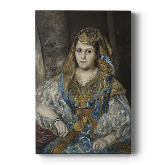 Canvas art print featuring an impressionist portrait of a woman in Algerian dress with rich colors on a clean white background.