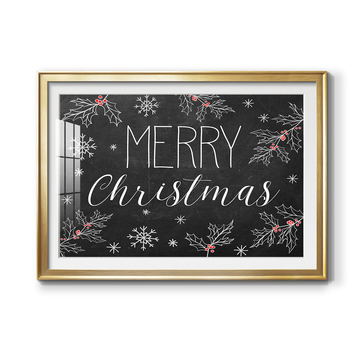 Merry Christmas Chalkboard Premium Framed Print - Ready to Hang