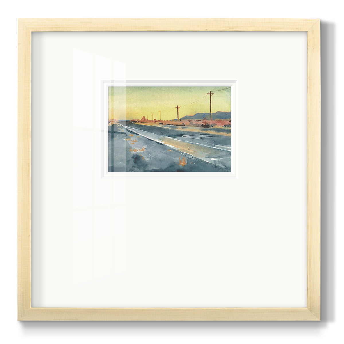 Deserted Highway I Premium Framed Print Double Matboard