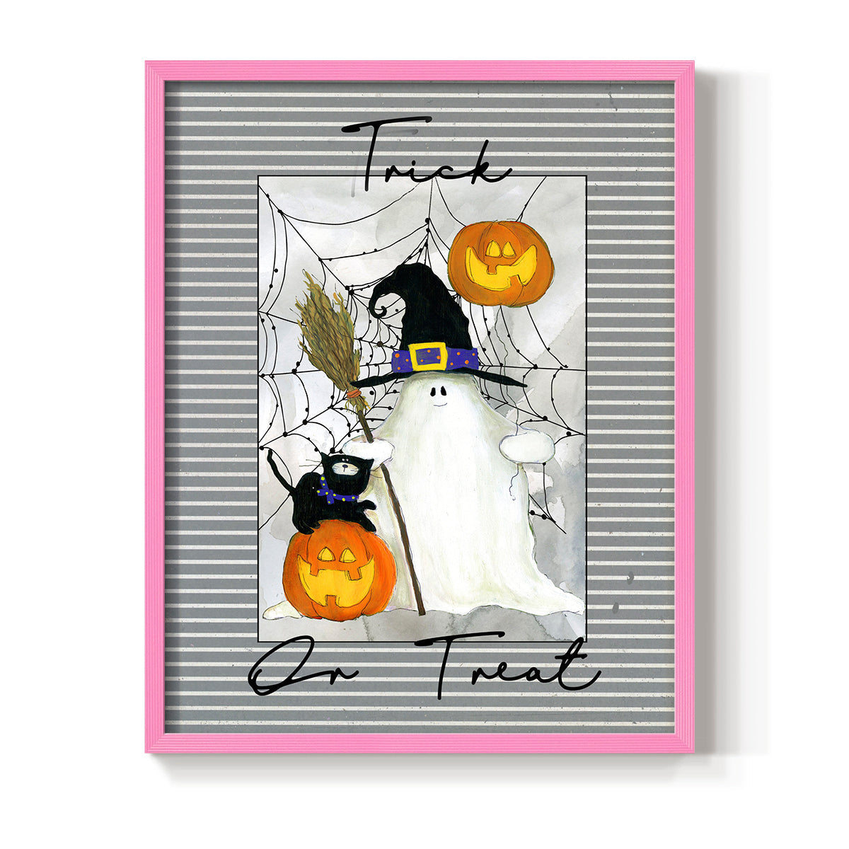 Trick or Treat Ghost - Restickable Framed Art Print