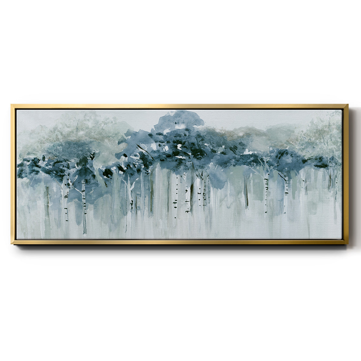Blue Birch Morning - Floater Framed Canvas Print