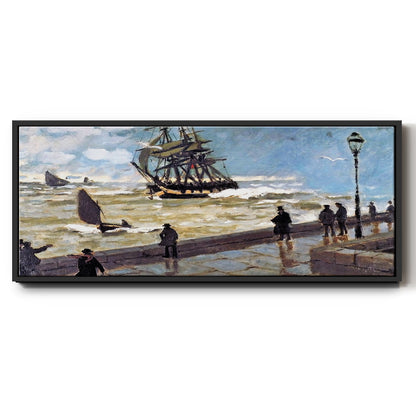 The Jetty at Le Havre Bad Weather, 1870 - Floater Framed Canvas Print