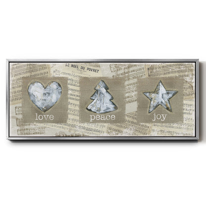 Burlap Music Ornaments - Floater Framed Canvas Print