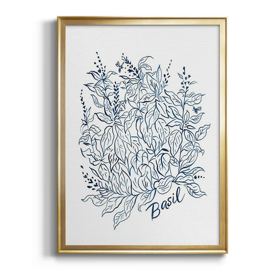 Summer Herb Garden Sketches I - Modern Framed Canvas Print