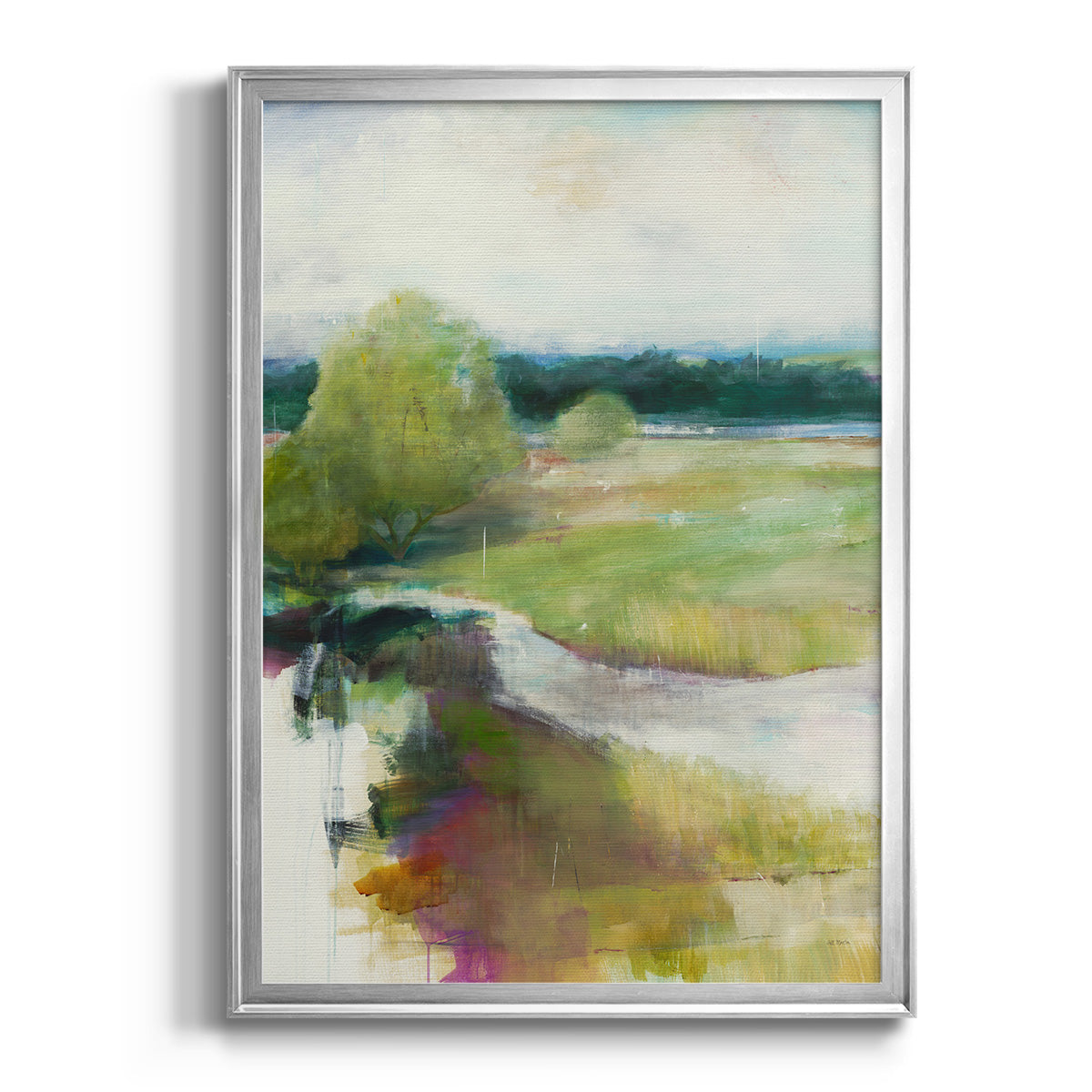 Crossing the Stream - Modern Framed Canvas Print