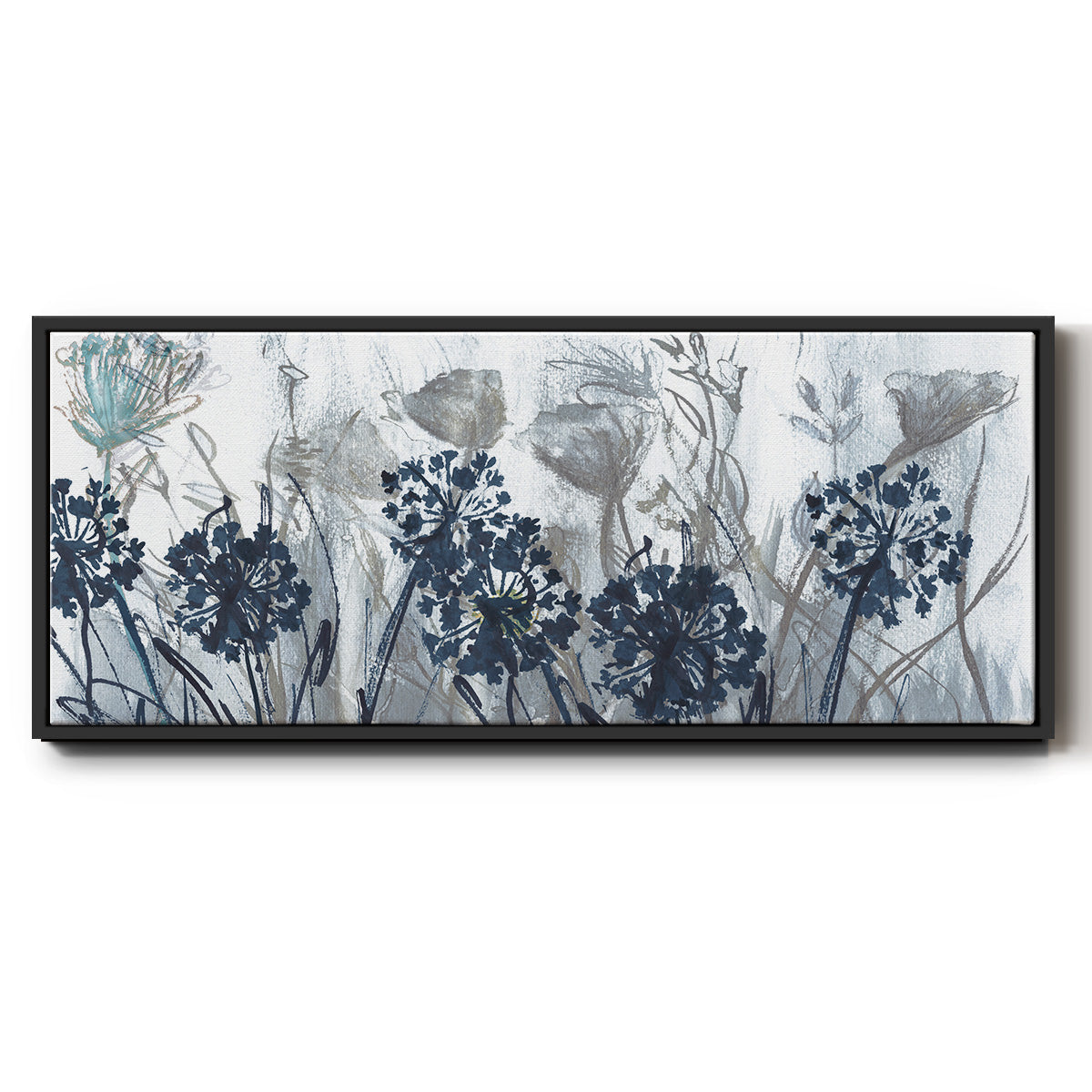Indigo Field - Floater Framed Canvas Print