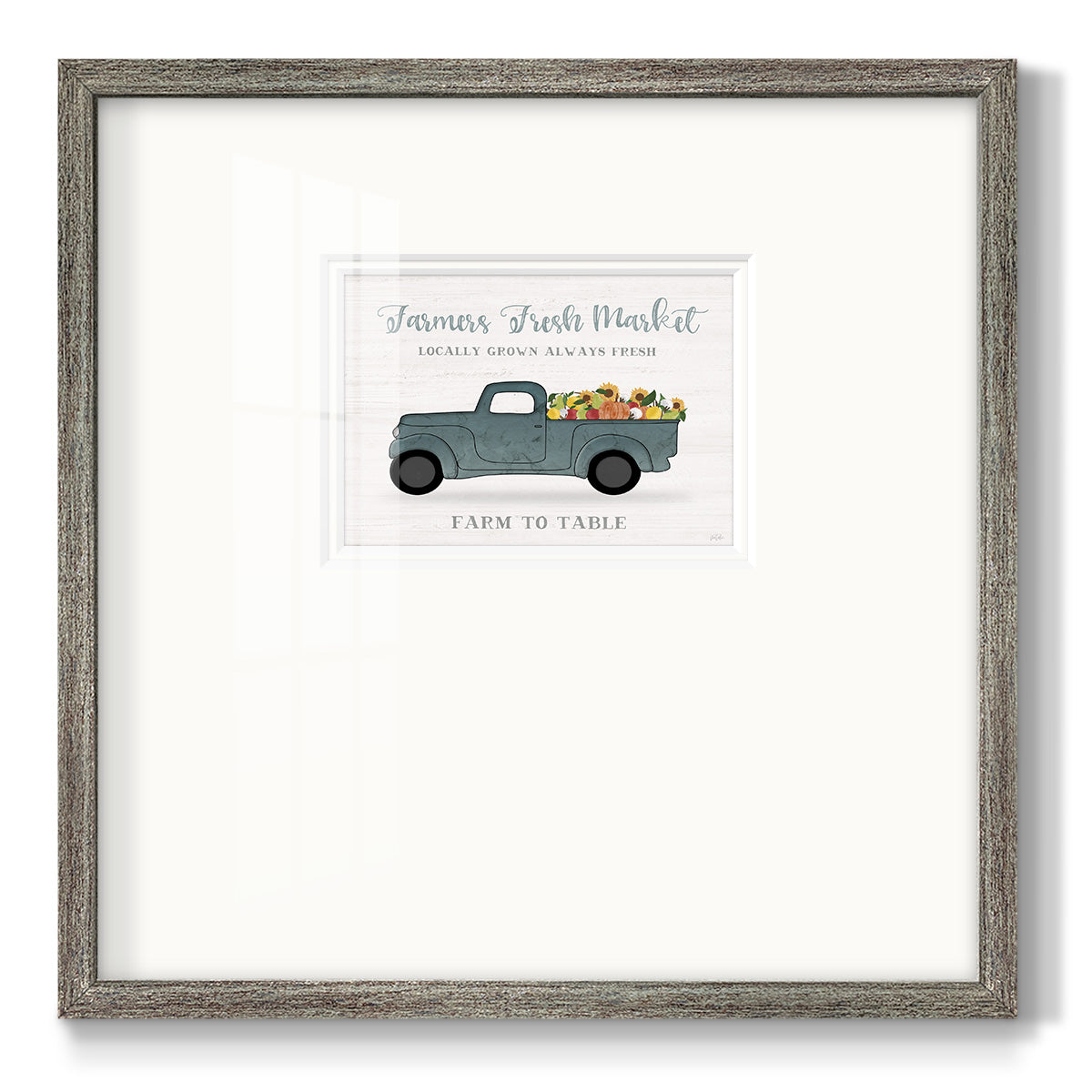 Fresh Sunflowers Truck Premium Framed Print Double Matboard