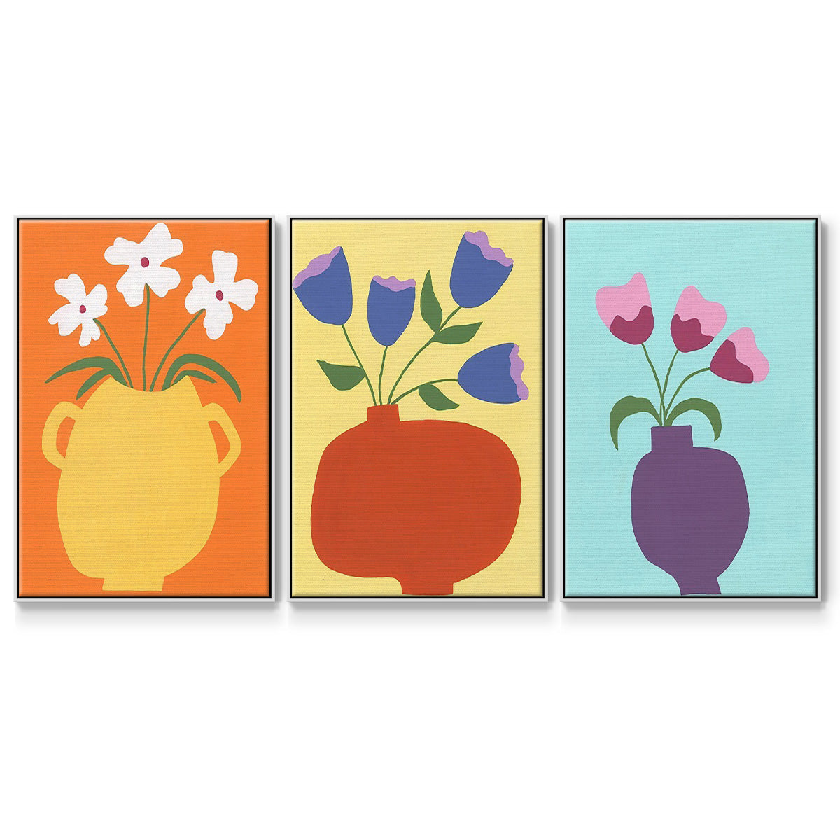 Modern Blooms I - Floater Framed Canvas Set