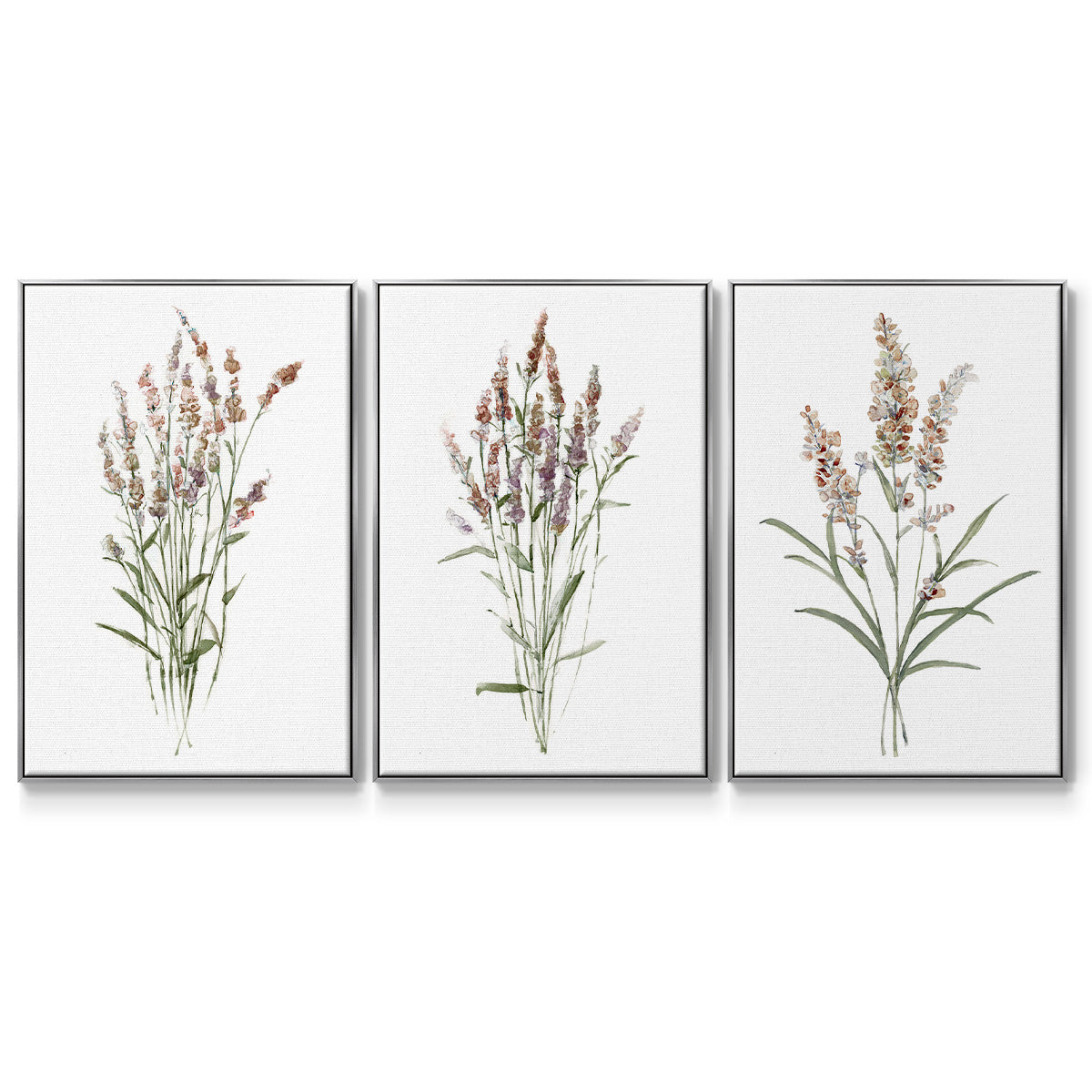 Dainty Botanical I - Framed Premium Gallery Wrapped Canvas L Frame 3 Piece Set - Ready to Hang