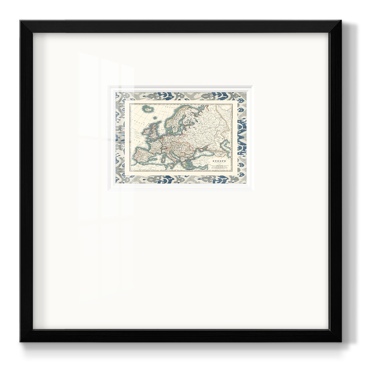 Bordered Map of Europe - Double Matboard Framed Print