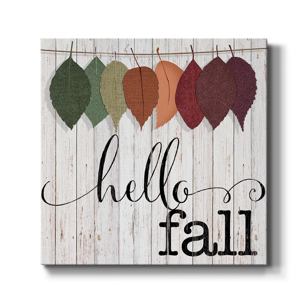 Hello Fall Leaves-Premium Gallery Wrapped Canvas - Ready to Hang