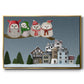 Christmas Christmas Owl Village - Framed Gallery Wrapped Canvas in Floating Frame