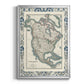 Bordered Map of North America - Modern Framed Canvas Print