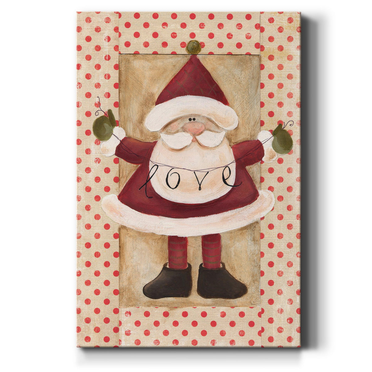 Polka Dot Love Santa Premium Gallery Wrapped Canvas - Ready to Hang