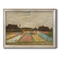 Impressionist Dutch bulb field landscape by Vincent van Gogh printed on canvas in an ornate champagne frame.