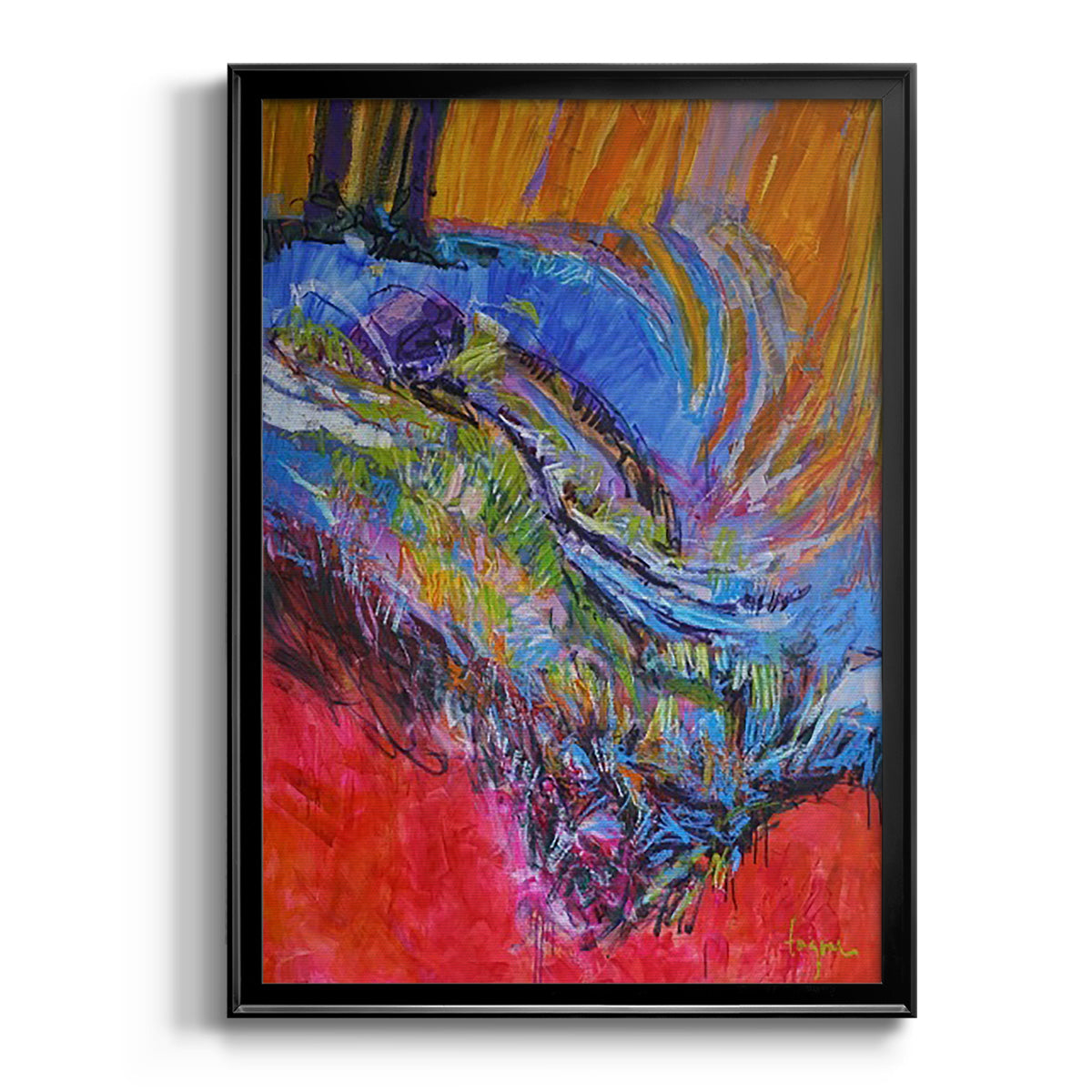 Vibrant Flow II - Modern Framed Canvas Print