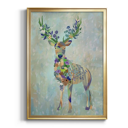 Fantastic Florals Deer, Full - Modern Framed Canvas Print