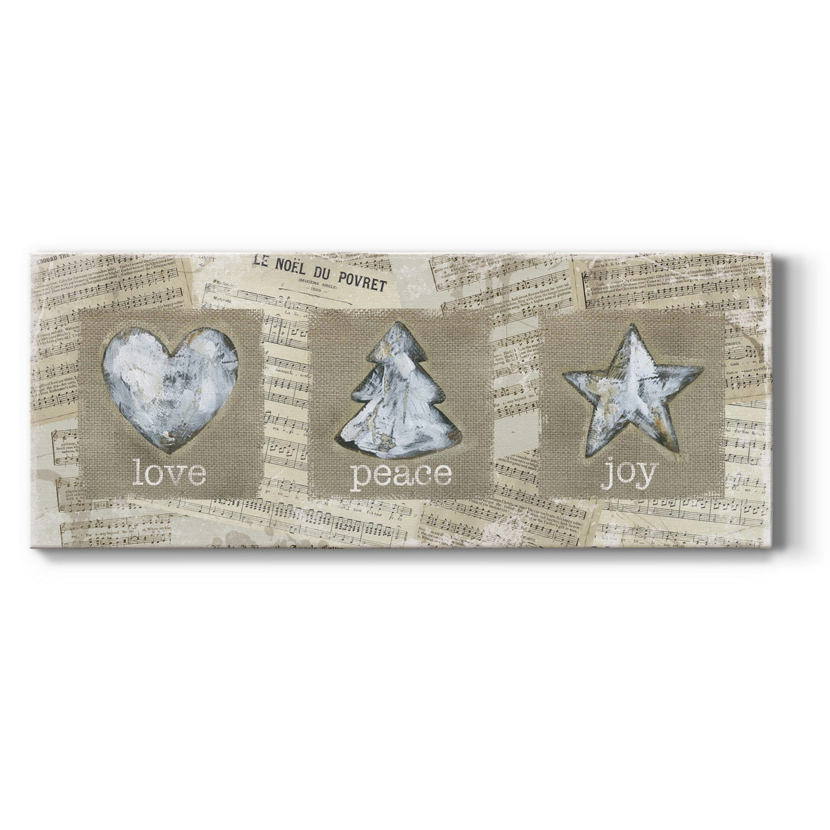 Burlap Music Ornaments Premium Gallery Wrapped Canvas - Ready to Hang