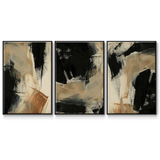 Baked Paintstrokes IV - Framed Premium Gallery Wrapped Canvas L Frame 3 Piece Set - Ready to Hang