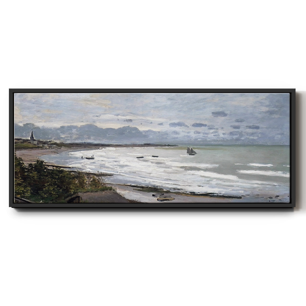 The Beach at Saint Adresse, 1876 - Floater Framed Canvas Print