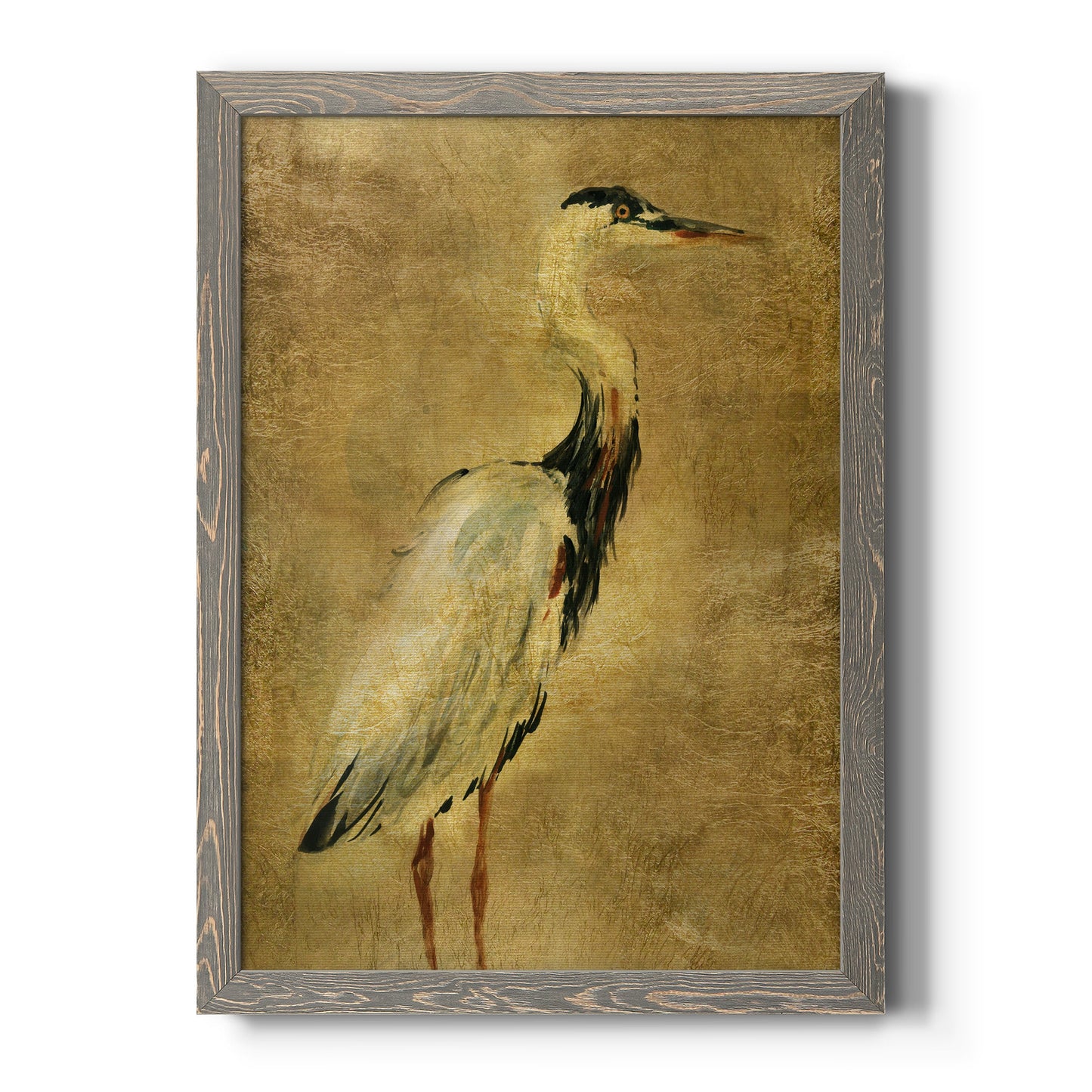 Gold Crane at Dusk I - Premium Canvas Framed in Barnwood - Ready to Hang