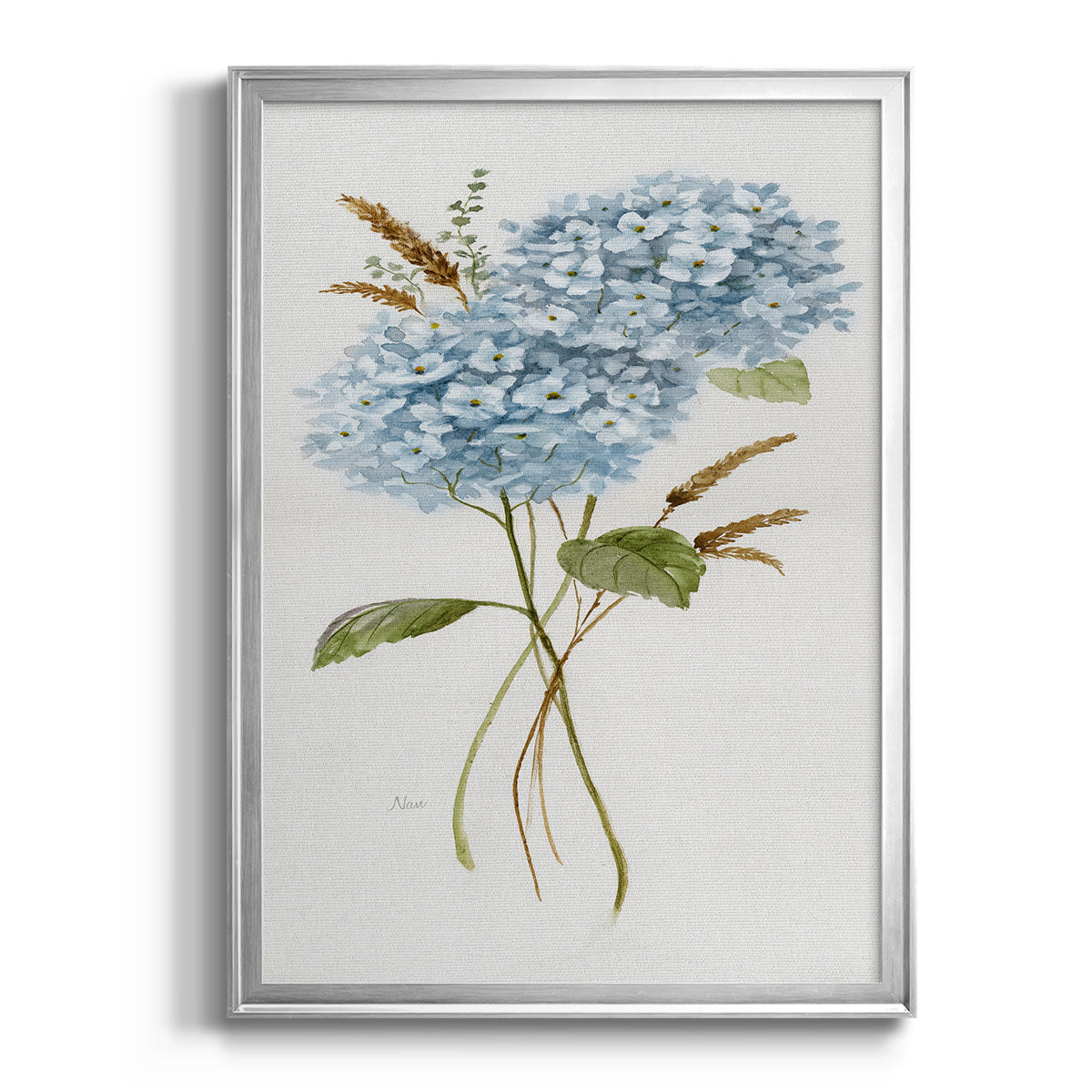 Petite Blue Hydrangea I - Modern Framed Canvas Print