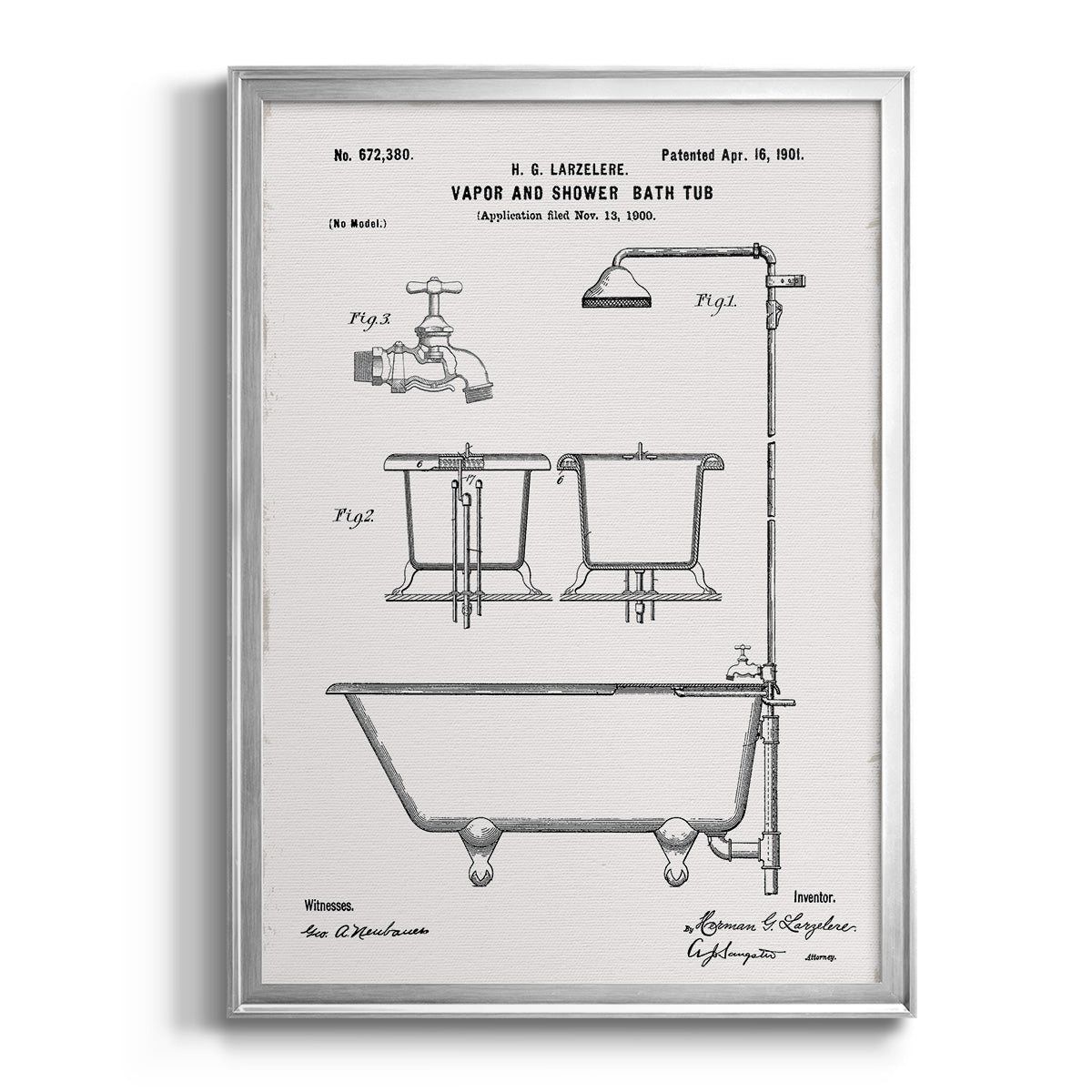 Vintage Bath II - Modern Framed Canvas Print