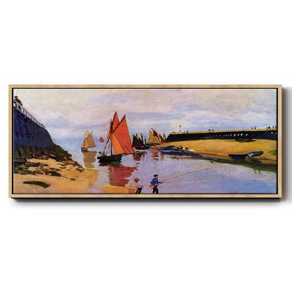 Breakwater at Trouville, Low Tide, 1870 - Floater Framed Canvas Print