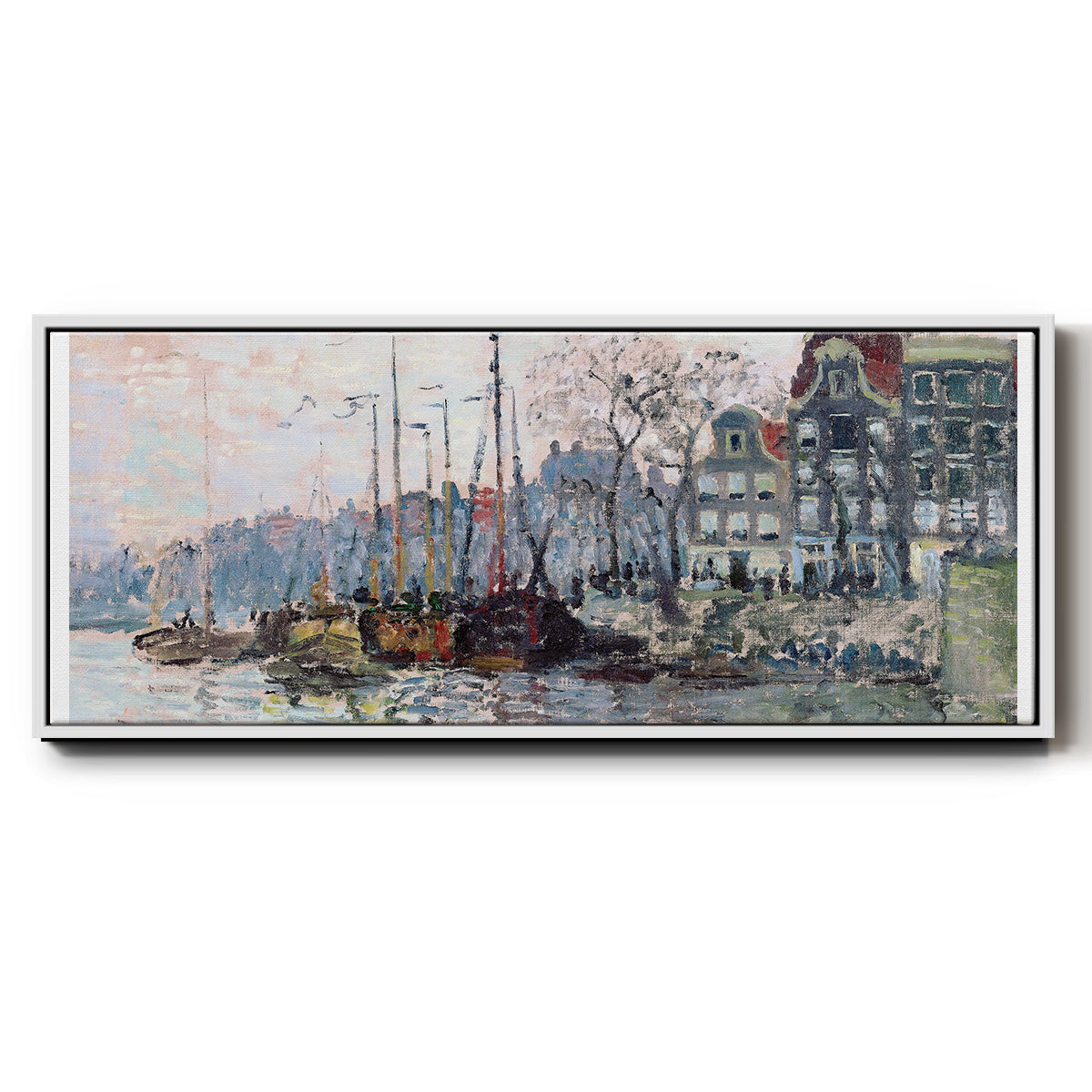 View of the Kromme Waal in Amsterdam - Floater Framed Canvas Print